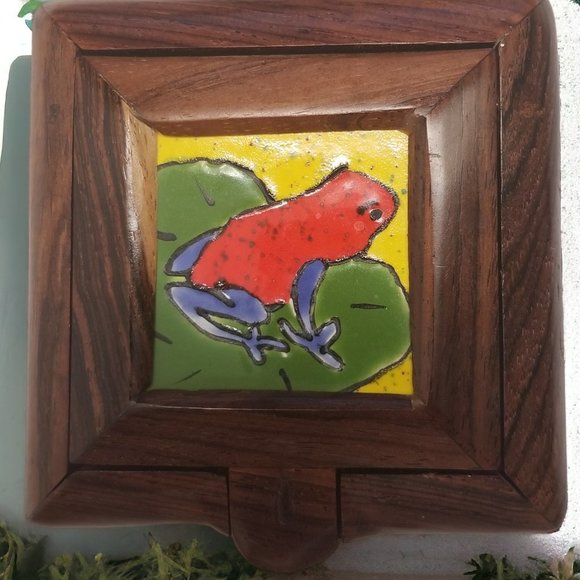 Handcrafted Wood Jewelry Box w/Hand-Painted Frog, A Colorful Storage Solution - Picture 11 of 16